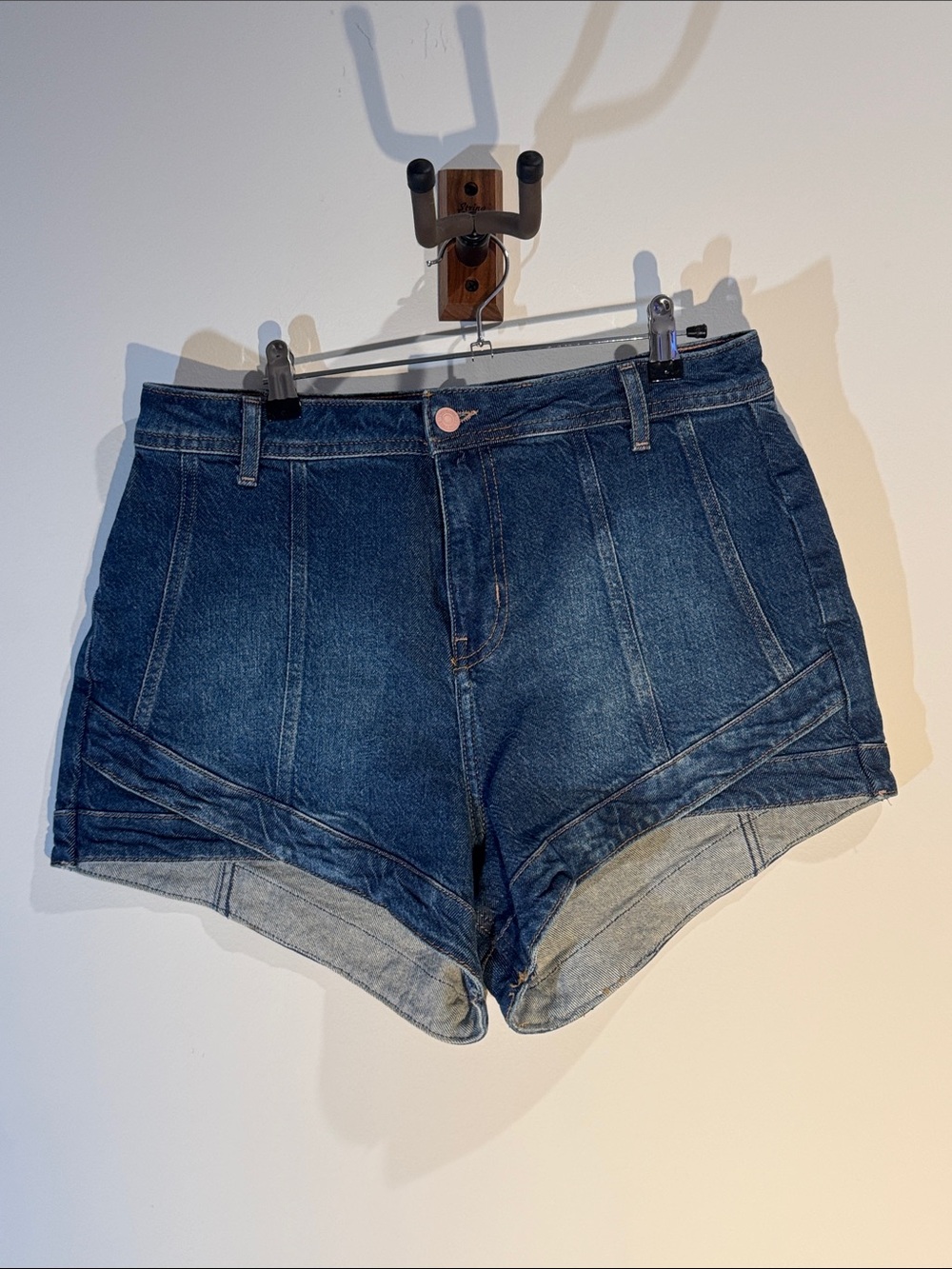 We The Free Dark Blue High-Rise Cuffed Denim Shorts